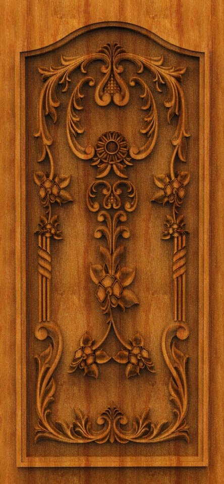 3D DOOR - OAK-56 Classic Floral Motif Elegance Architectural Carving